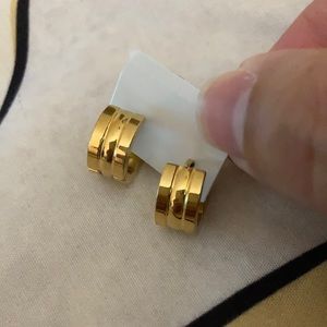 Stainless steel gold plated huggie hoop earrings